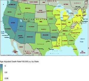 Adderall overdose statistics: amphetamine overdose rate by state